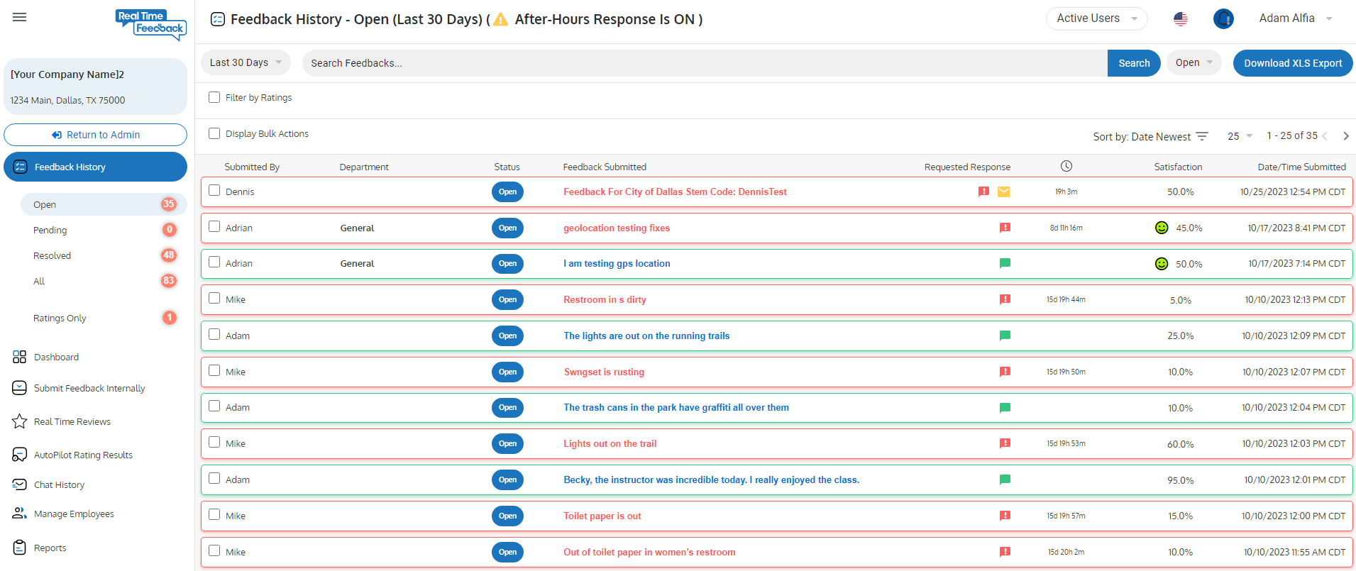 Screenshot of  web app