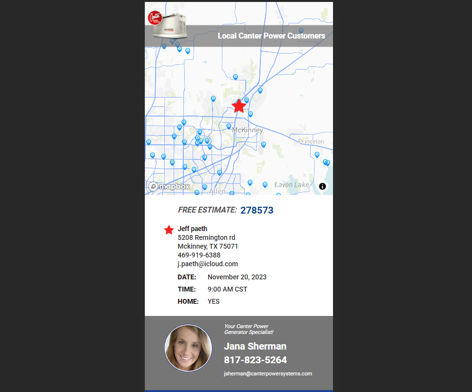 Screenshot of  web app